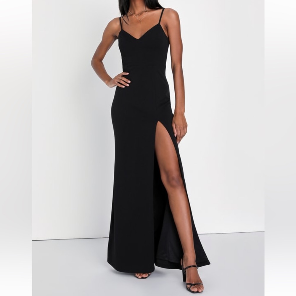 Lulus Eloquent Ease Black Sleeveless Mermaid Maxi Dress